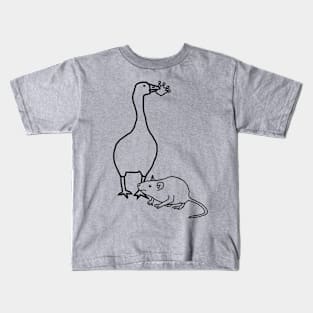 Goose Steals Crown From Rat Minimal Line Drawing Kids T-Shirt